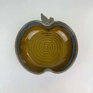 Neher Pottery Apple Shaped Baking Dish Bowl With Apple Torte Recipe On Back 2013